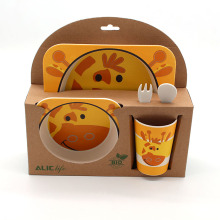 Cute baby use bamboo dinner tableware cutlery set with custom packing